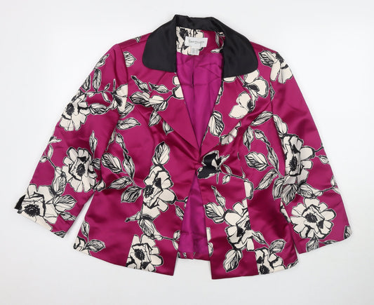 Peter Martin Womens Purple Floral Jacket Blazer Size 16 Button