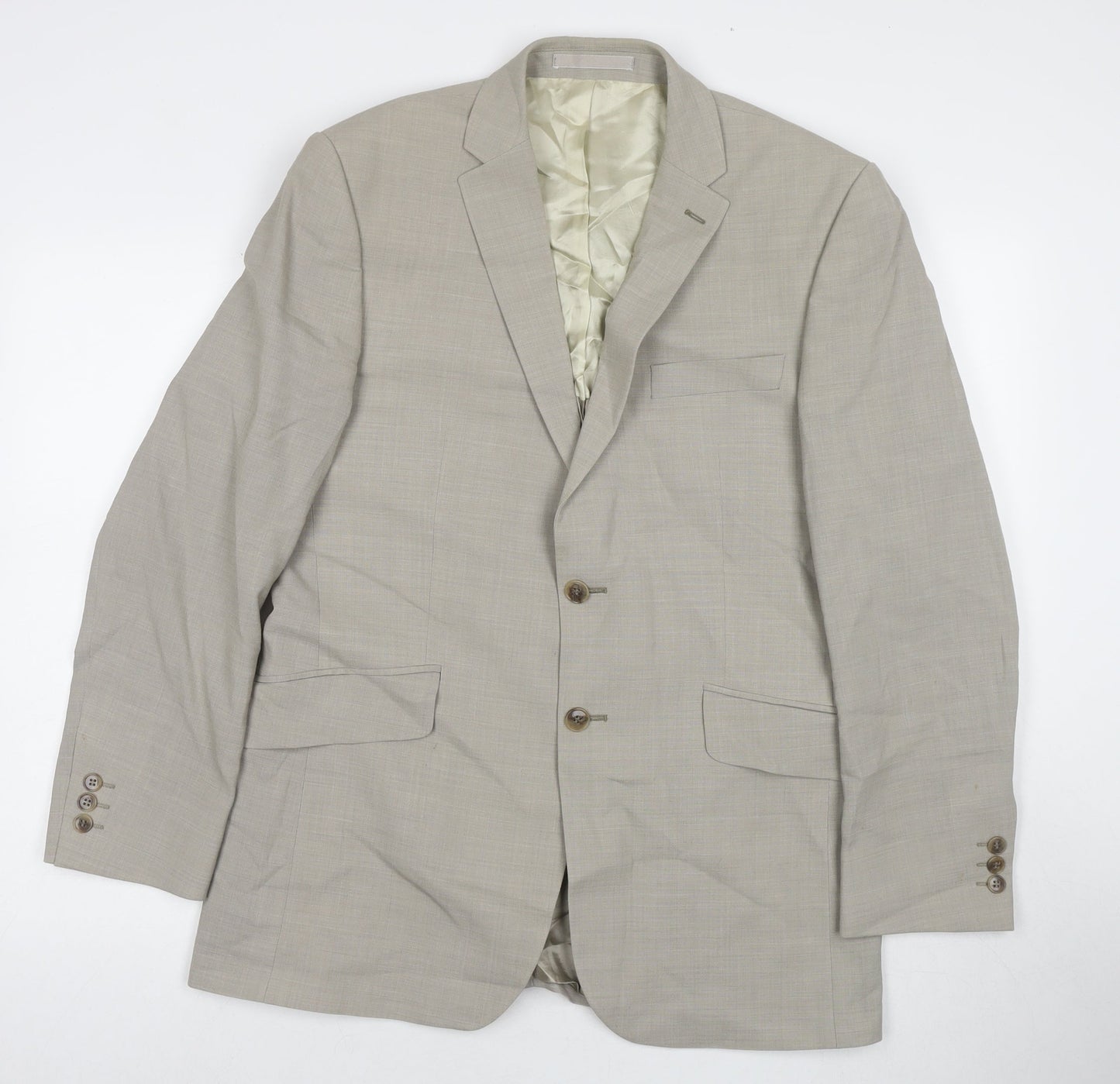 Karl Jackson Mens Beige Wool Jacket Suit Jacket Size 40 Regular
