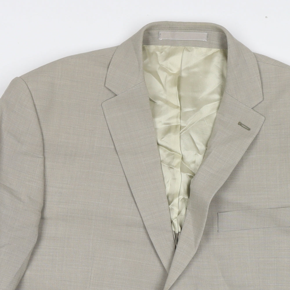 Karl Jackson Mens Beige Wool Jacket Suit Jacket Size 40 Regular