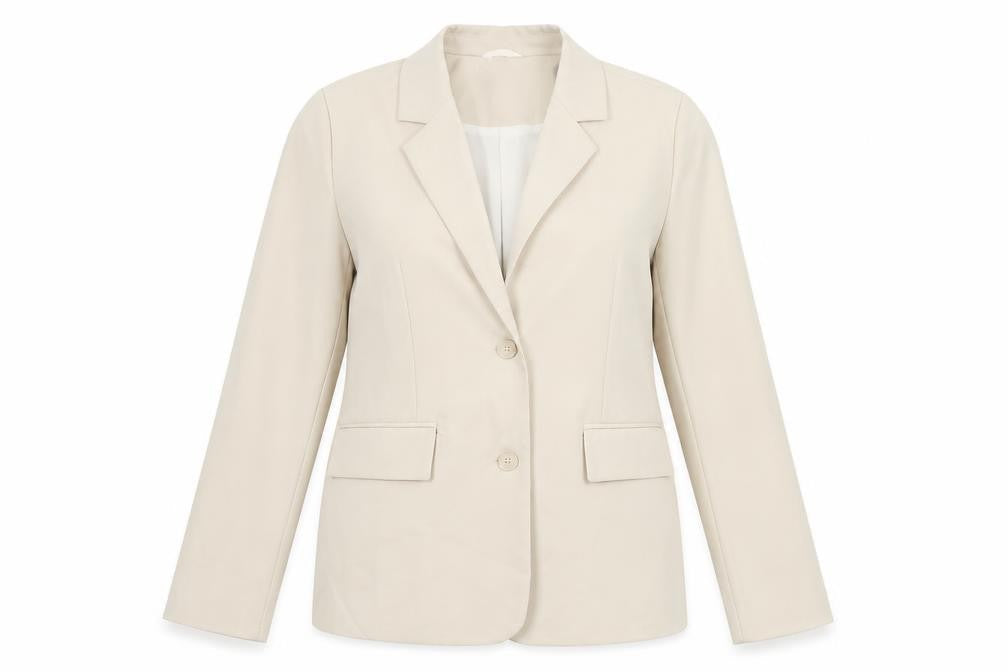 Cocomiricle Womens Beige Jacket Blazer Size L Button