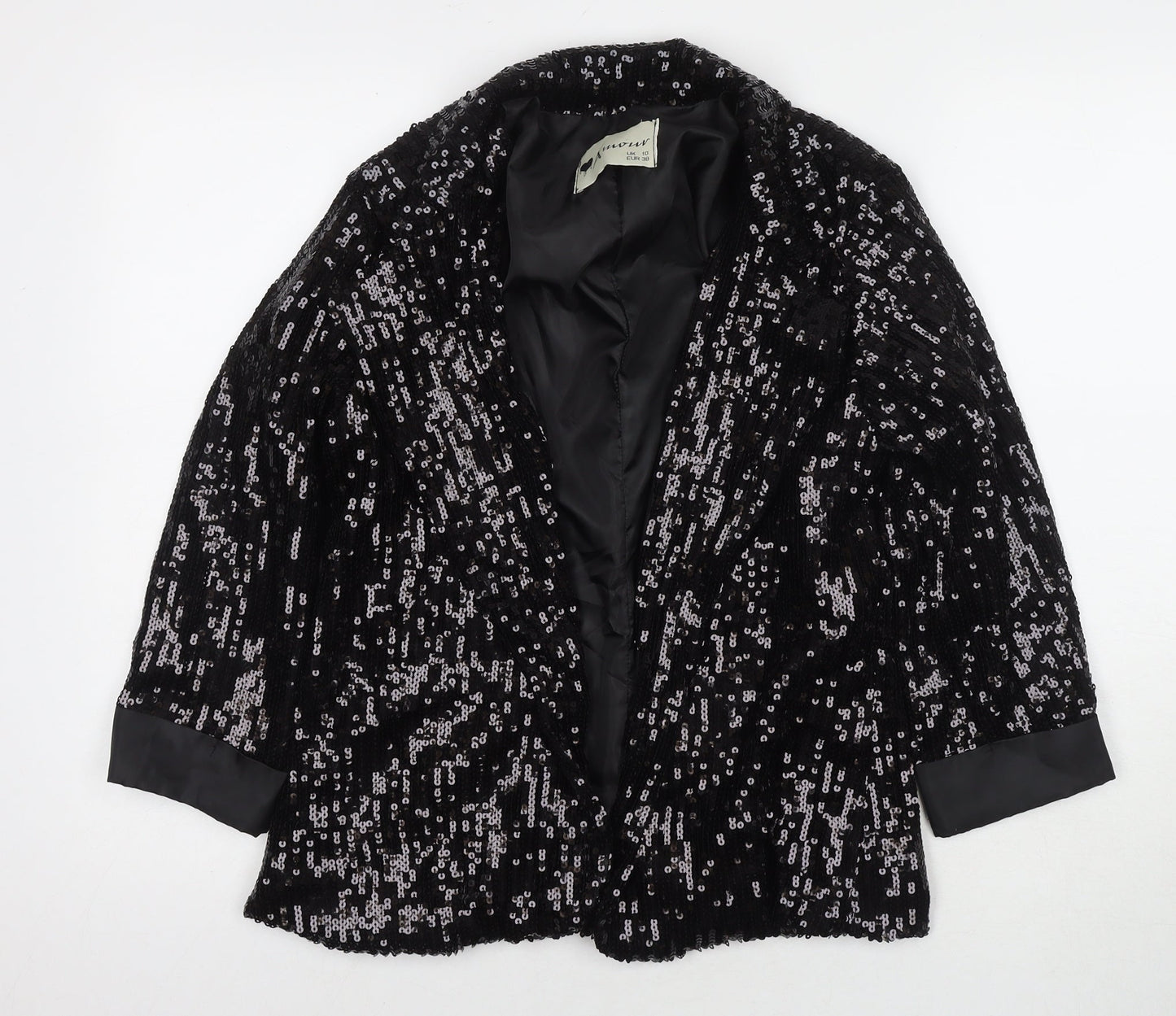 Amour Womens Black Jacket Blazer Size 10 - Sequin Detail