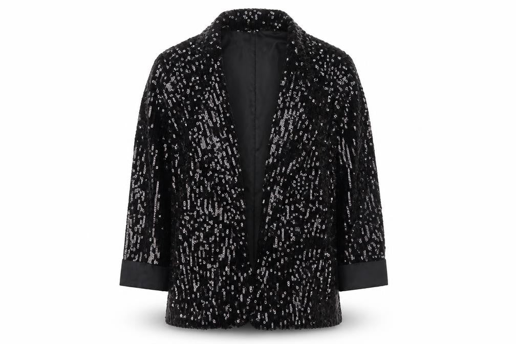 Amour Womens Black Jacket Blazer Size 10 - Sequin Detail
