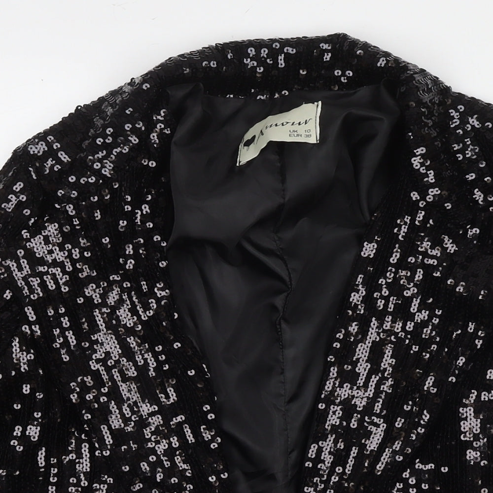 Amour Womens Black Jacket Blazer Size 10 - Sequin Detail