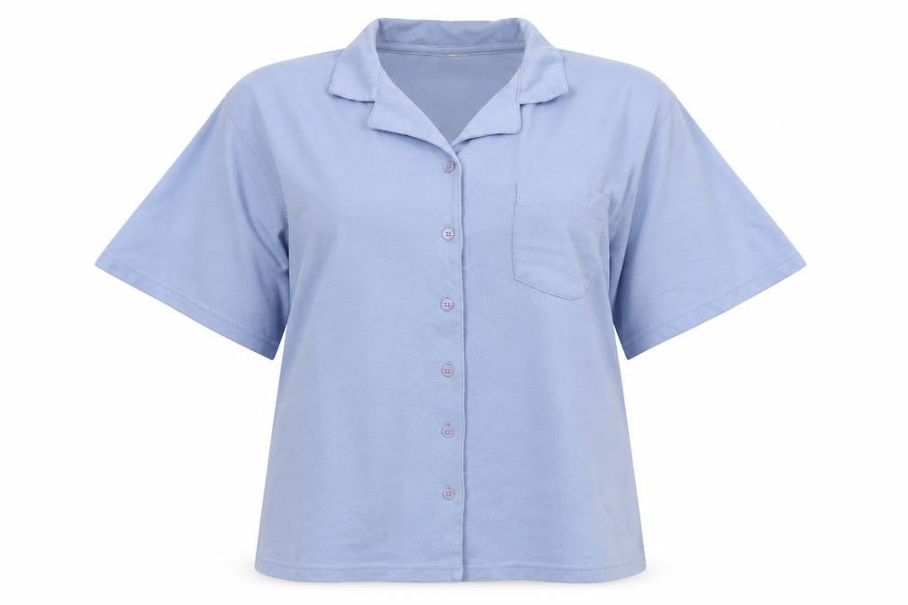 Nature Republic Womens Blue Cotton Basic Button-Up Size L Collared