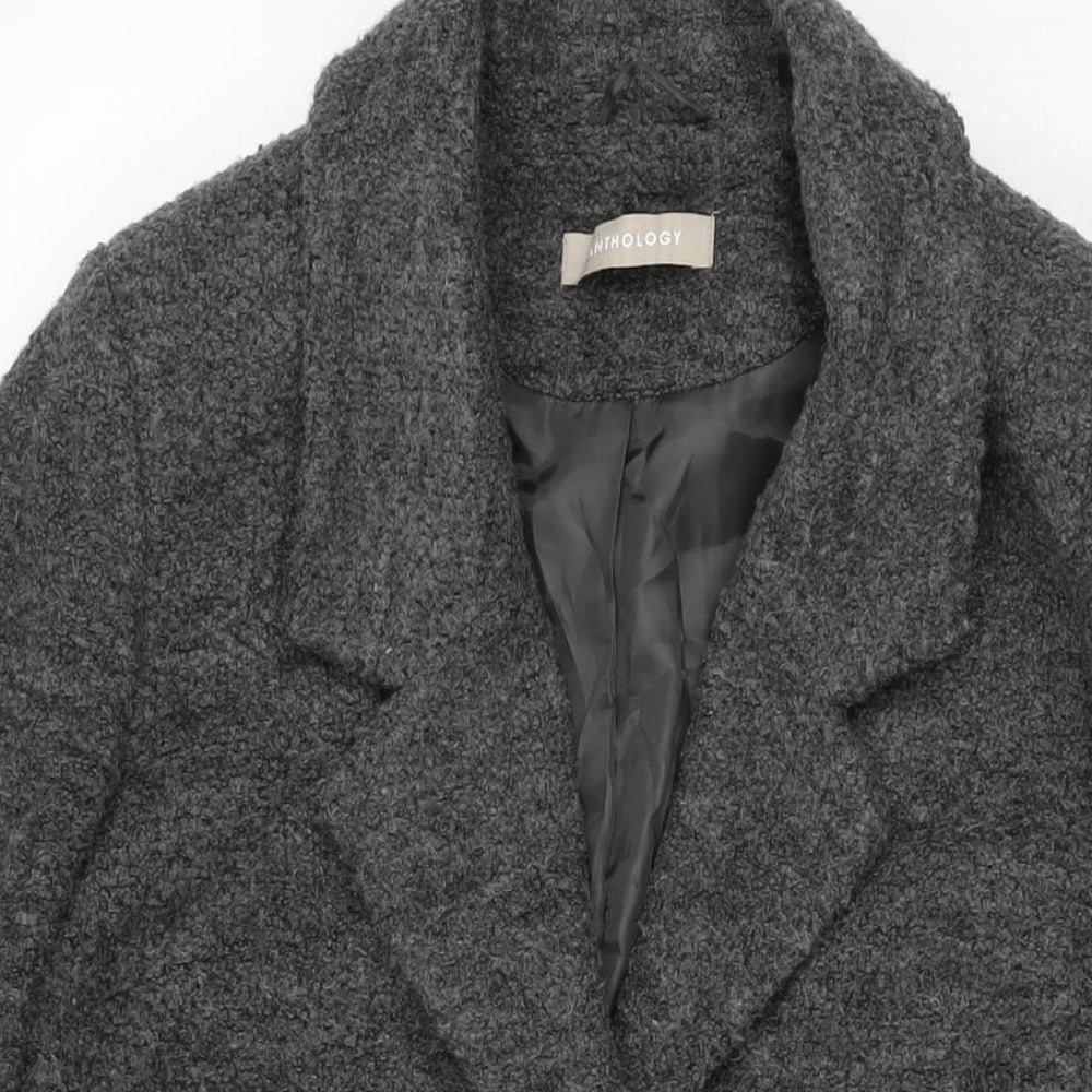 Anthology Womens Grey Overcoat Coat Size 14 Snap