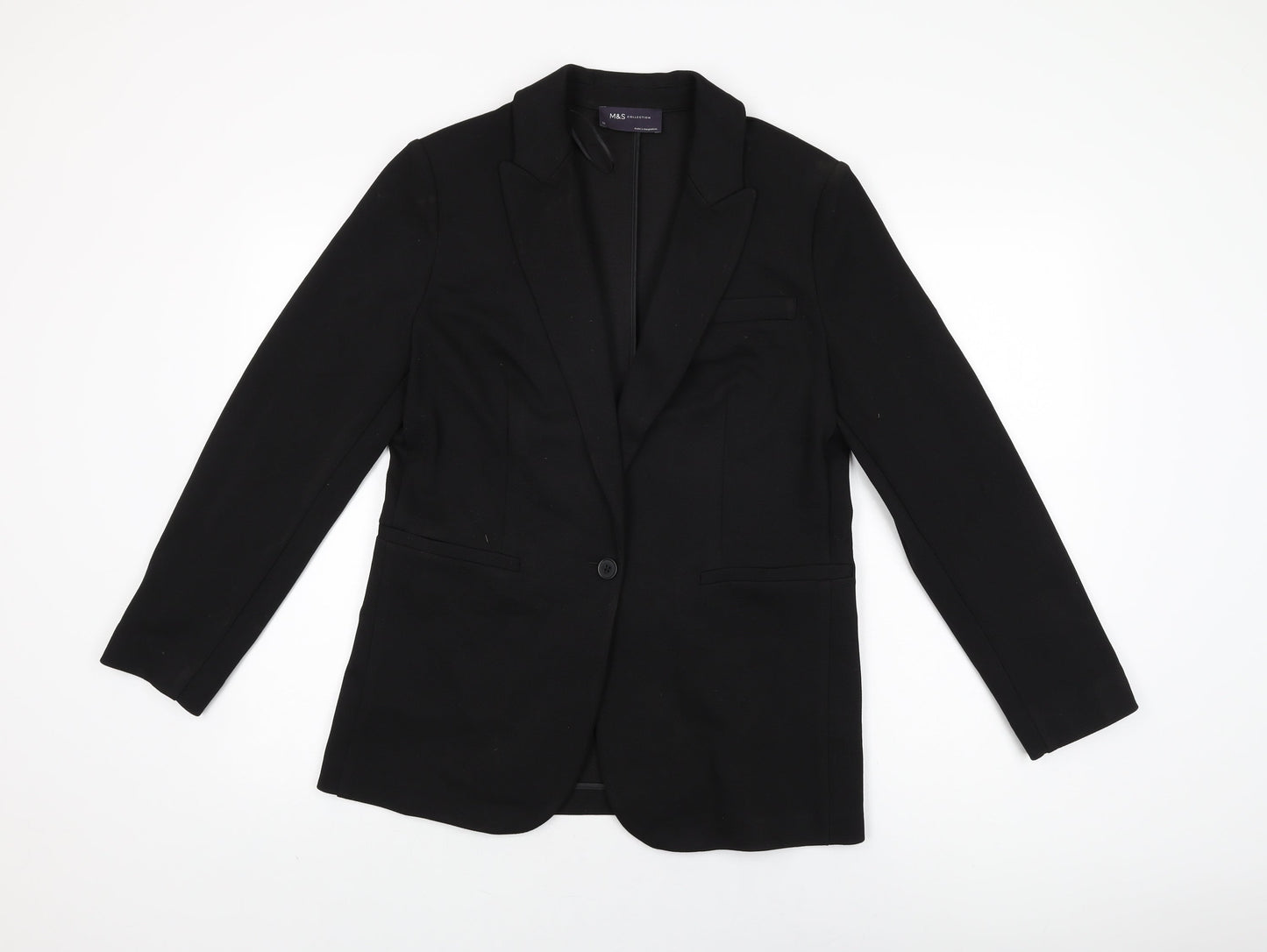 Marks and Spencer Womens Black Jacket Blazer Size 12 Button