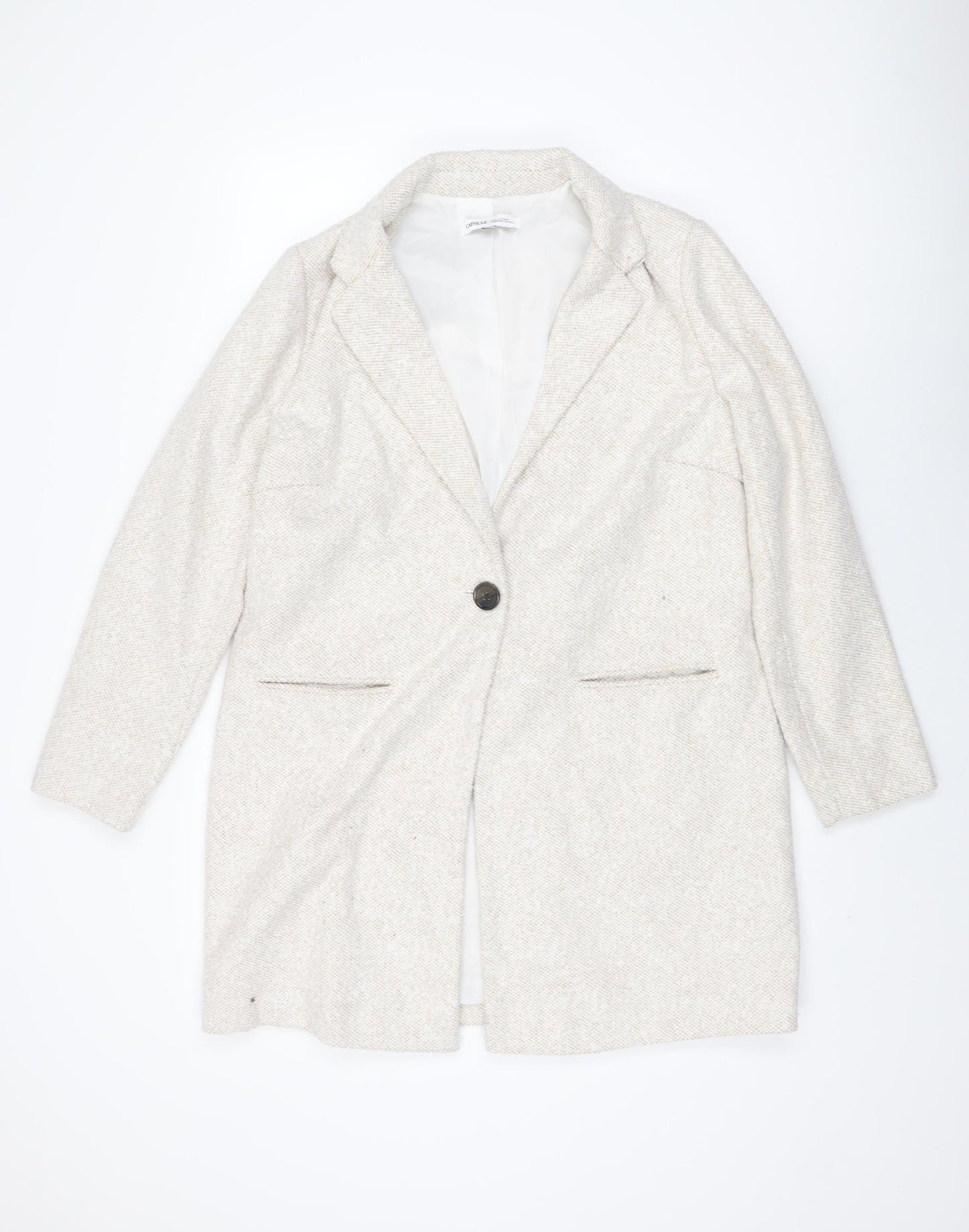 Capsule Womens Beige Overcoat Coat Size 14 Button