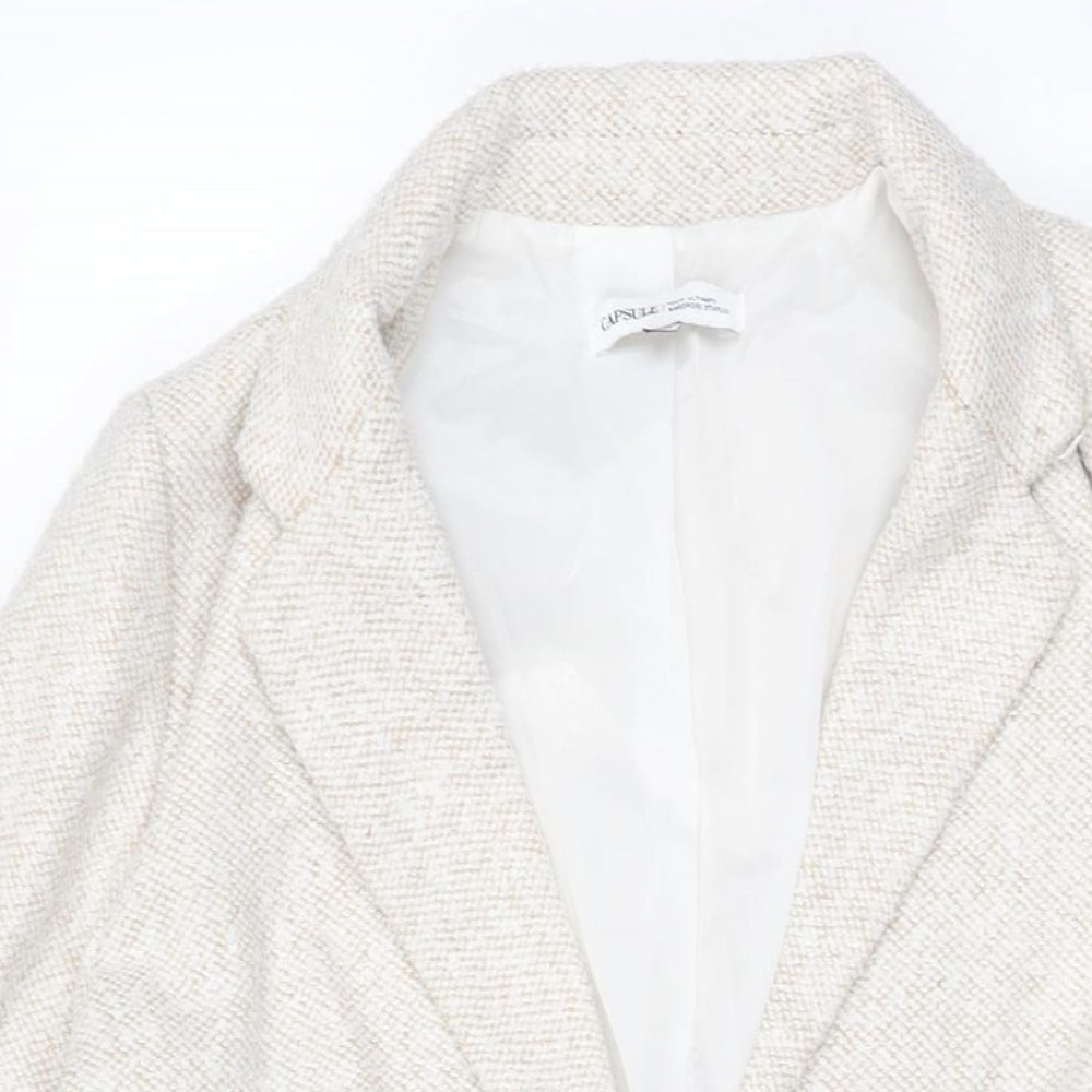 Capsule Womens Beige Overcoat Coat Size 14 Button