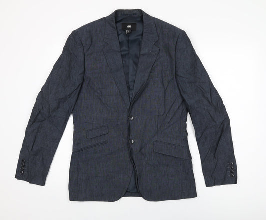 H&M Mens Blue Polyester Jacket Suit Jacket Size 36 Regular
