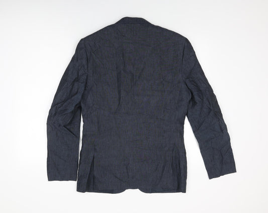 H&M Mens Blue Polyester Jacket Suit Jacket Size 36 Regular