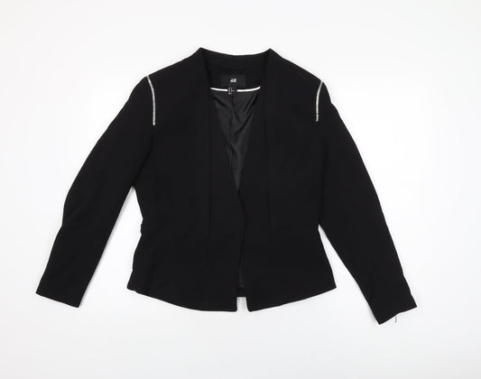 H&M Womens Black Jacket Blazer Size 14 Snap