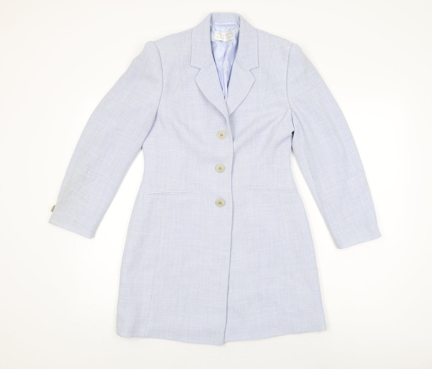 Precis Womens Blue Overcoat Coat Size 8 Button