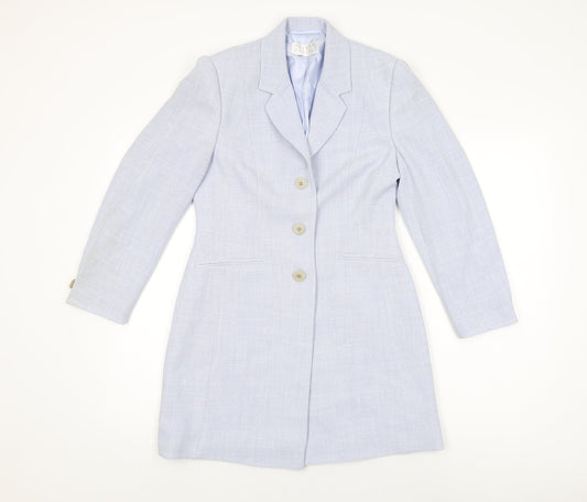 Precis Womens Blue Overcoat Coat Size 8 Button