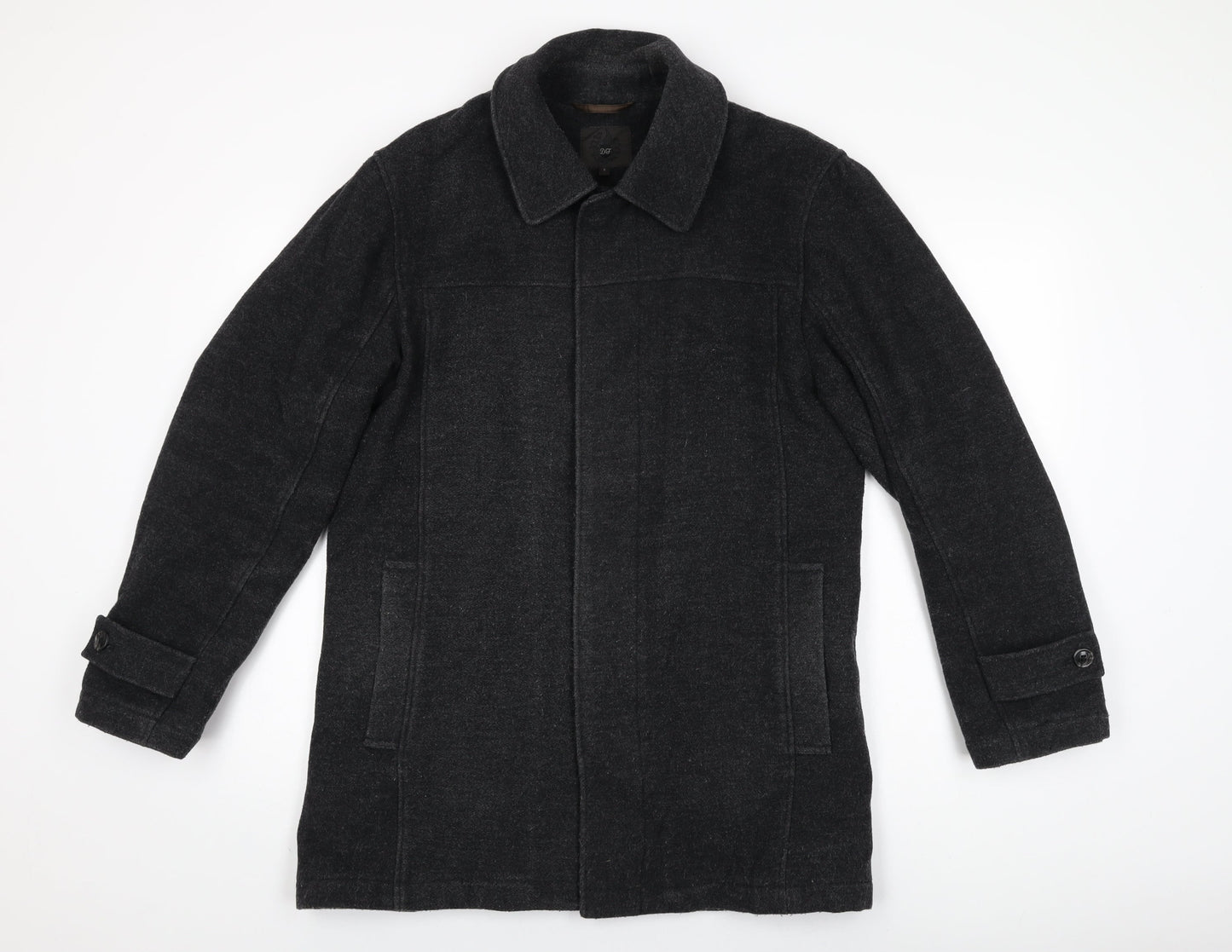 Debenhams Mens Black Overcoat Coat Size S Button