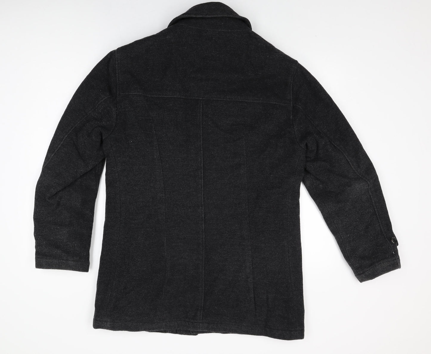 Debenhams Mens Black Overcoat Coat Size S Button