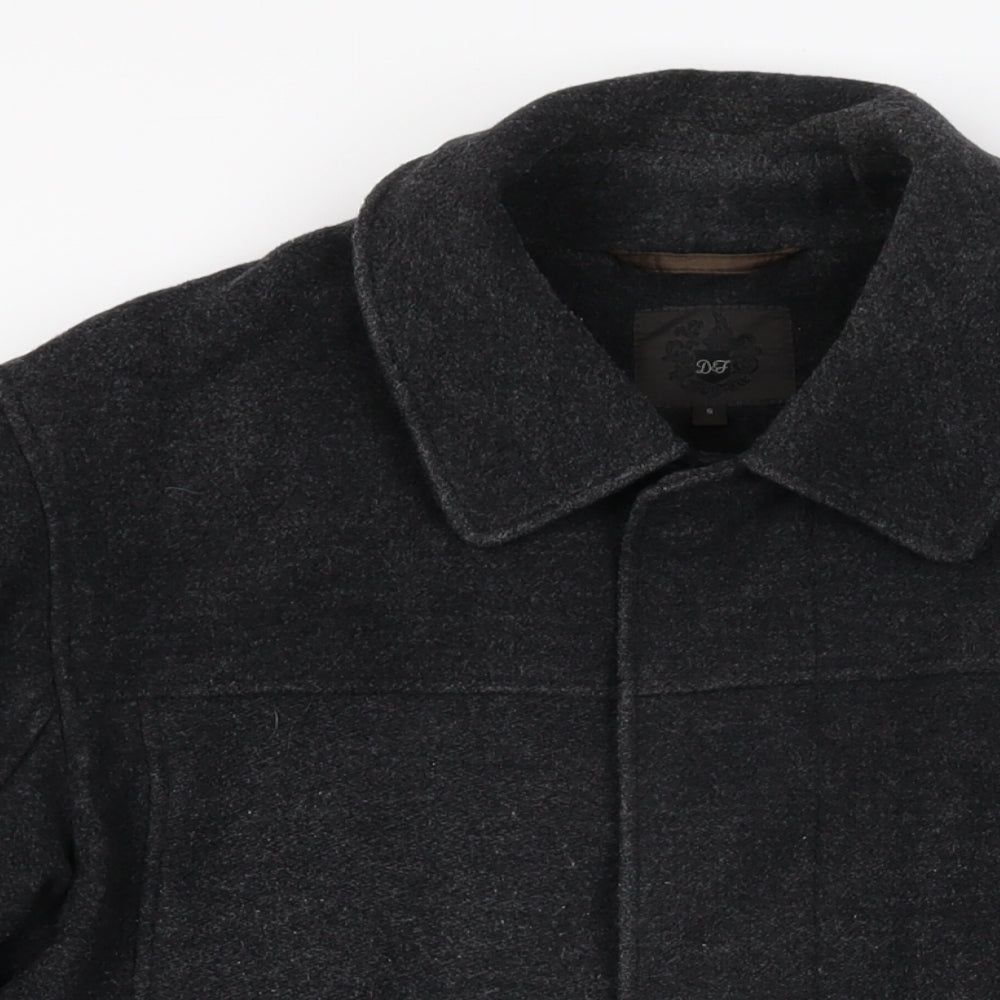 Debenhams Mens Black Overcoat Coat Size S Button