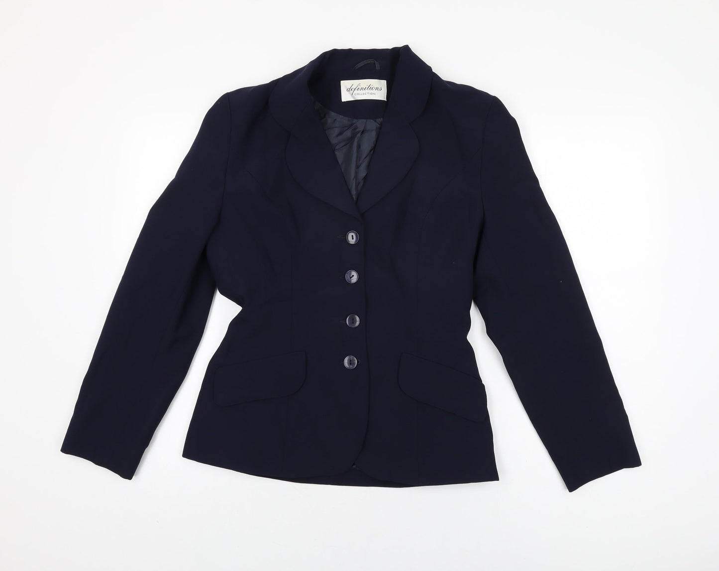 Definitions Womens Blue Jacket Blazer Size 10 Button