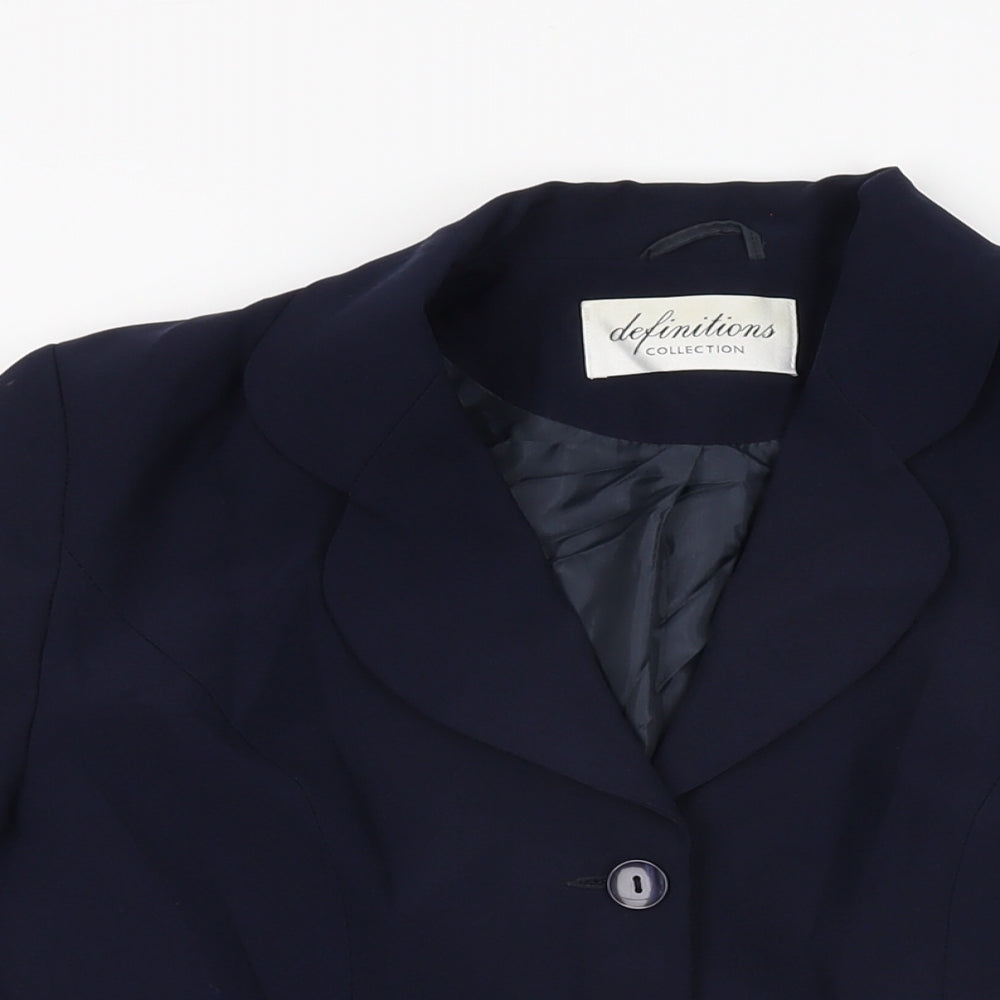 Definitions Womens Blue Jacket Blazer Size 10 Button