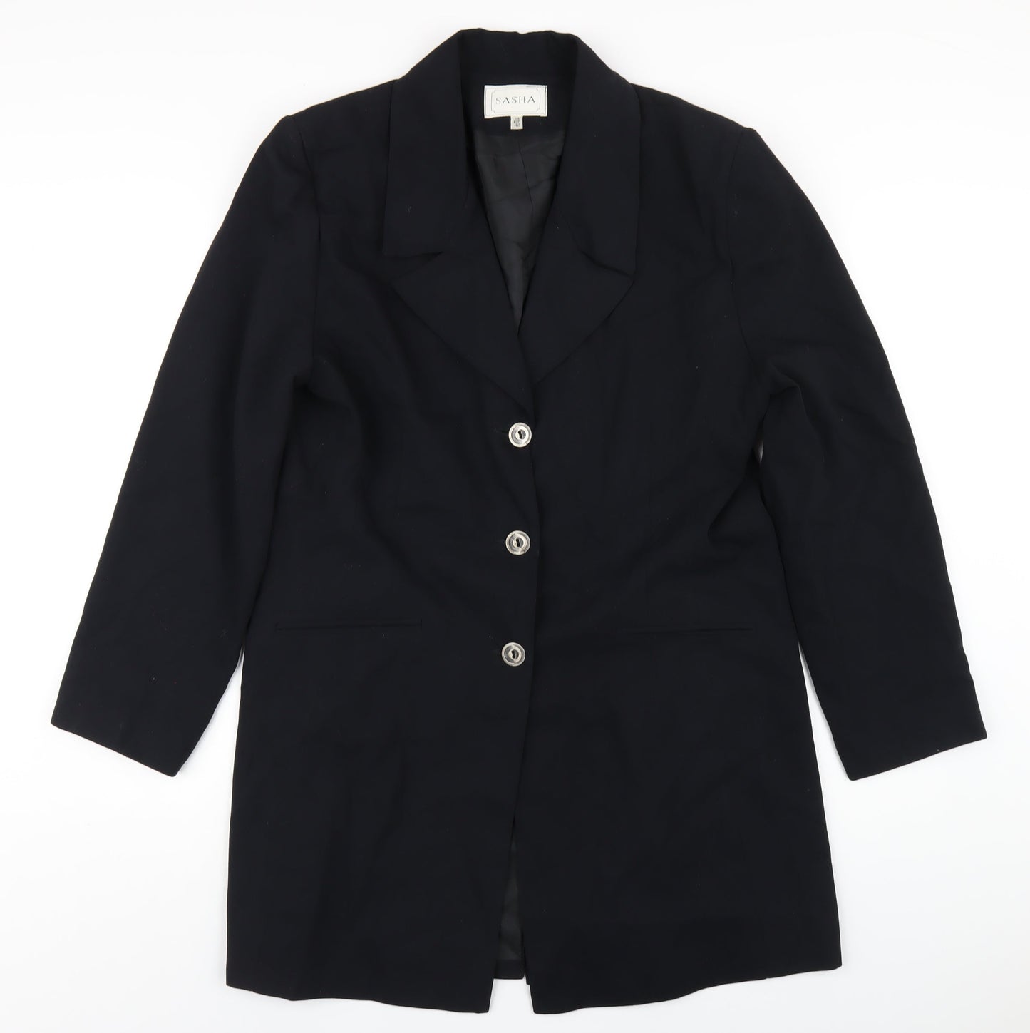 Sasha Womens Blue Jacket Blazer Size 14 Button