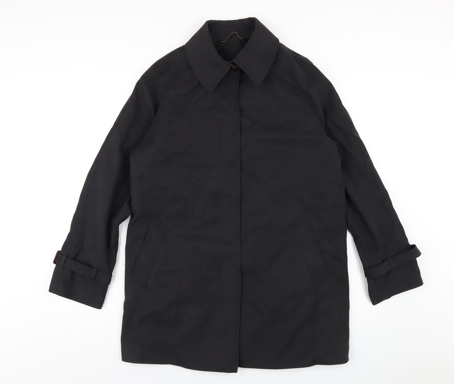 David Barry Womens Black Trench Coat Coat Size 10 Button