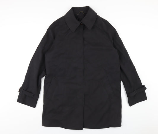 David Barry Womens Black Trench Coat Coat Size 10 Button