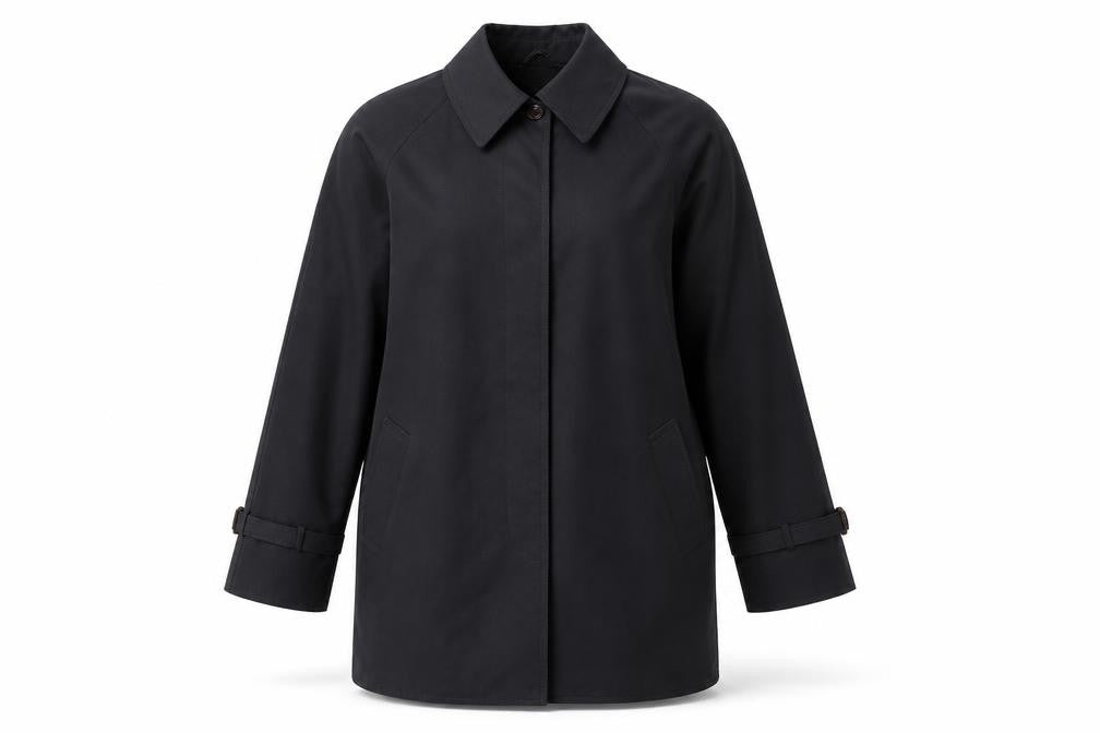 David Barry Womens Black Trench Coat Coat Size 10 Button
