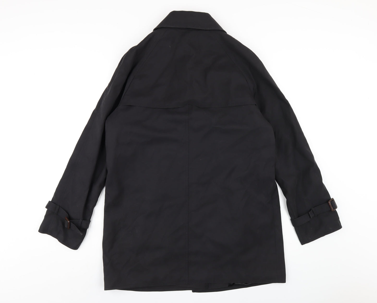 David Barry Womens Black Trench Coat Coat Size 10 Button