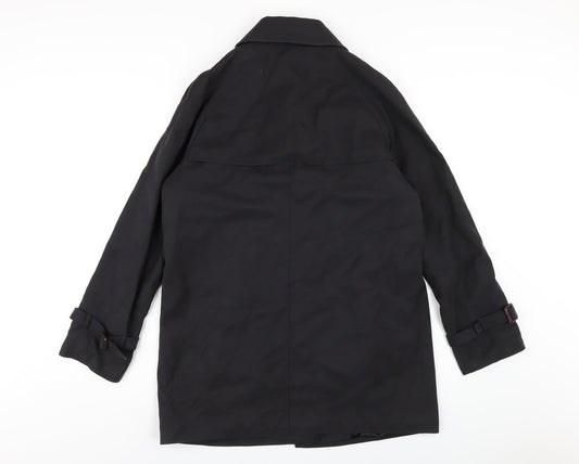 David Barry Womens Black Trench Coat Coat Size 10 Button