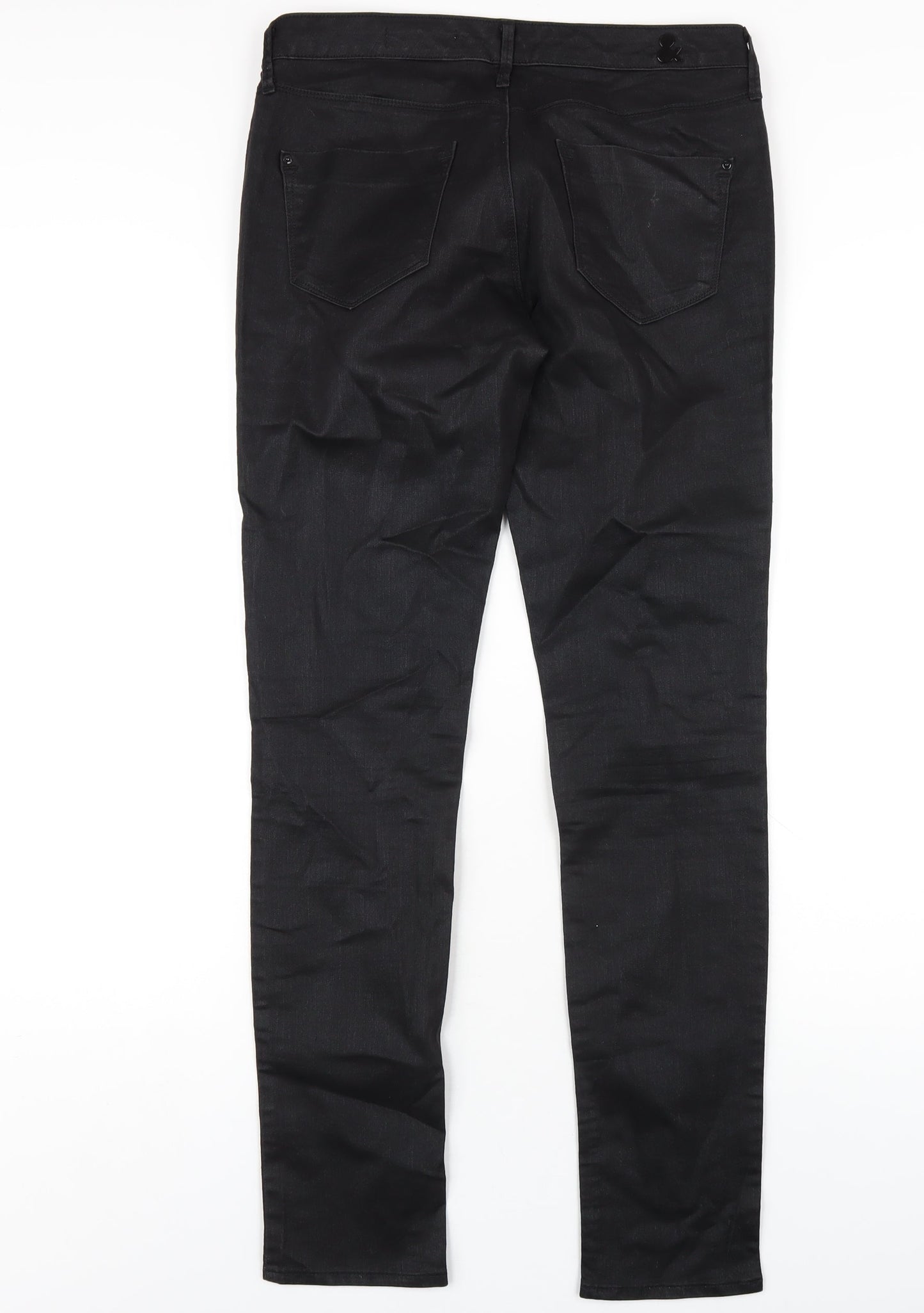 H&M Womens Black Cotton Skinny Jeans Size 10 L32 in Regular Zip