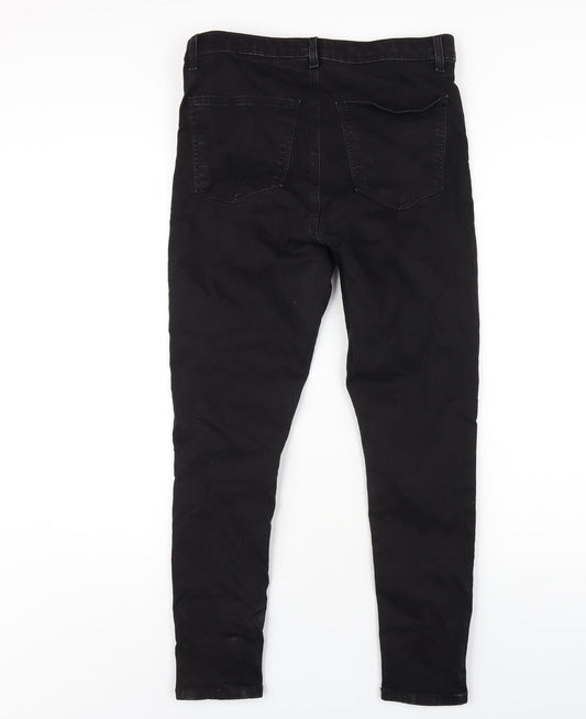 Topshop Womens Black Cotton Skinny Jeans Size 34 in L30 in Regular Zip