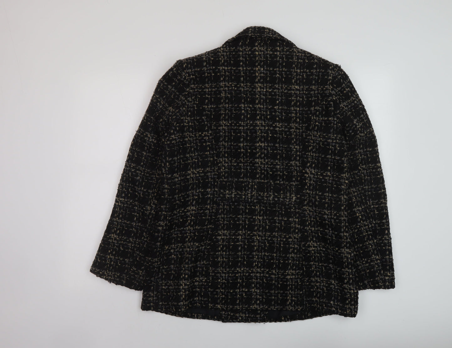 Bonmarché Womens Black Geometric Overcoat Coat Size 12 Button