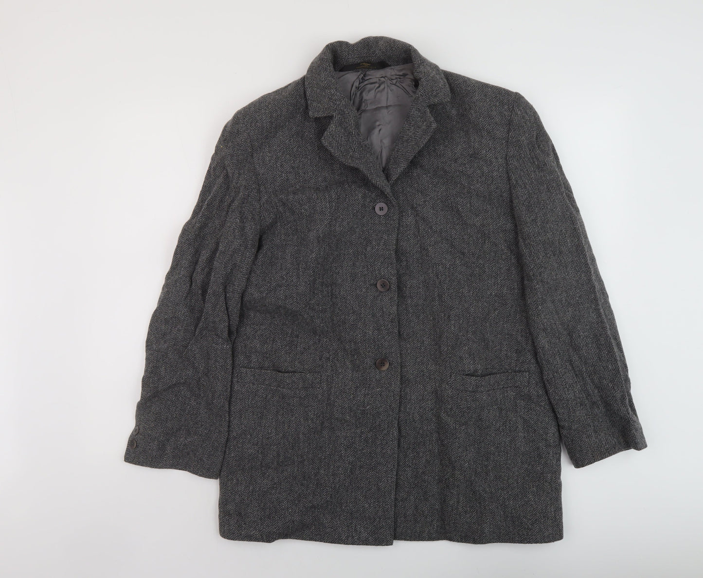 Marks and Spencer Womens Grey Overcoat Coat Size 14 Button