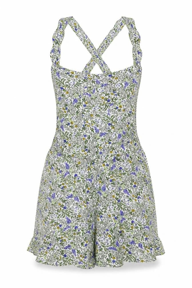 Topshop Womens Multicoloured Floral Viscose Playsuit One-Piece Size 10 Button