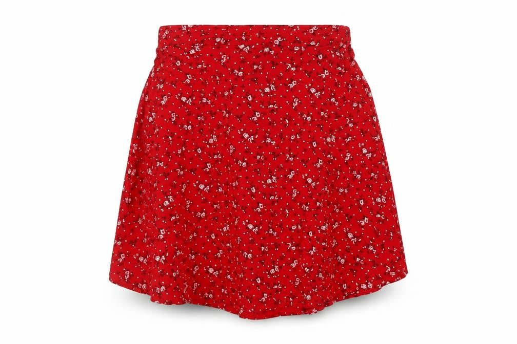 PRETTYLITTLETHING Womens Red Floral Viscose A-Line Skirt Size 10
