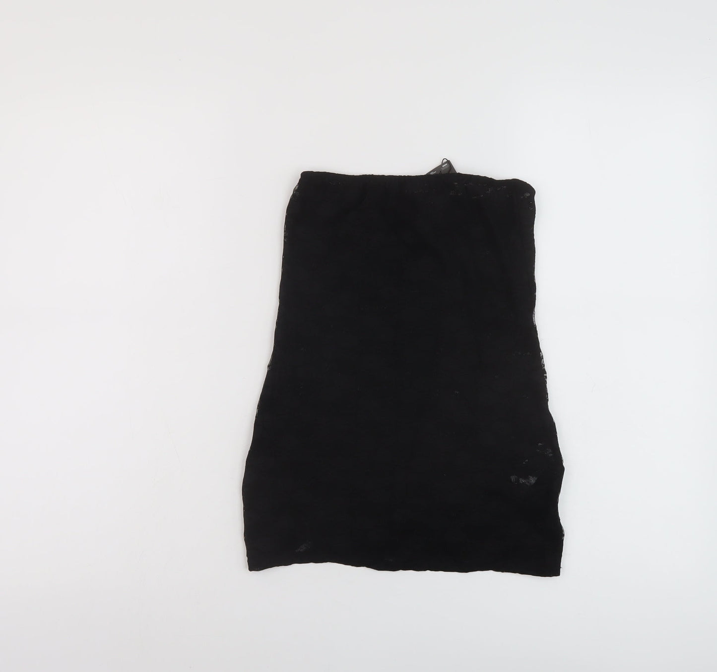 PRETTYLITTLETHING Womens Black Polyester Basic Tank Size 10 Off the Shoulder