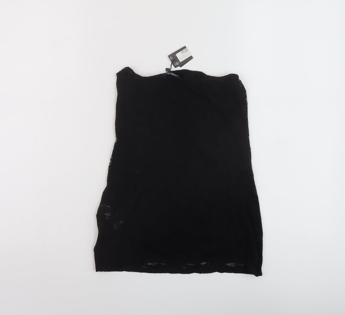 PRETTYLITTLETHING Womens Black Polyester Basic Tank Size 10 Off the Shoulder