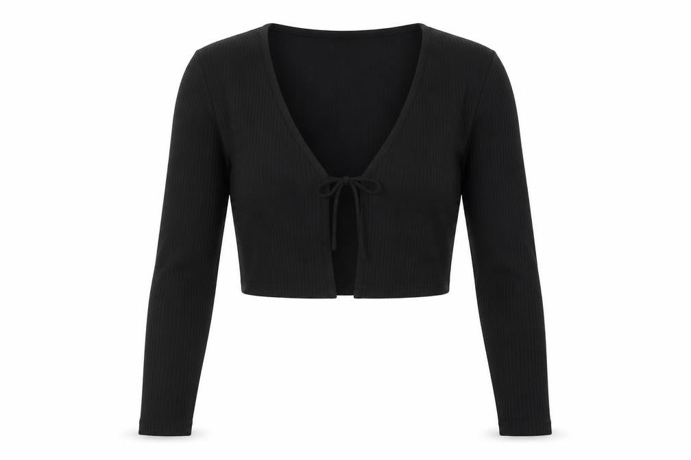 H&M Womens Black Polyester Wrap Blouse Size S Round Neck