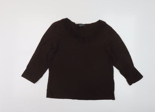 Alex & Co Womens Brown Viscose Basic Blouse Size 18 Round Neck