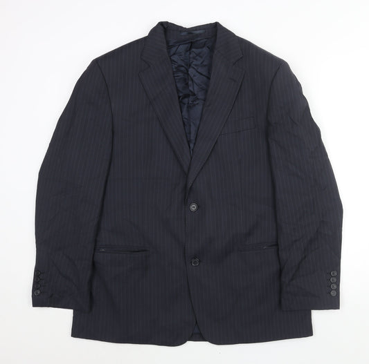 Lanificio Cerruti Mens Blue Striped Wool Jacket Suit Jacket Size 40 Regular