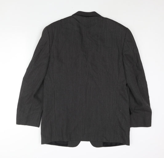 Corneliani Mens Black Geometric Wool Jacket Suit Jacket Size 40 Regular