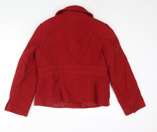 Marks and Spencer Womens Red Pea Coat Coat Size 14 Button