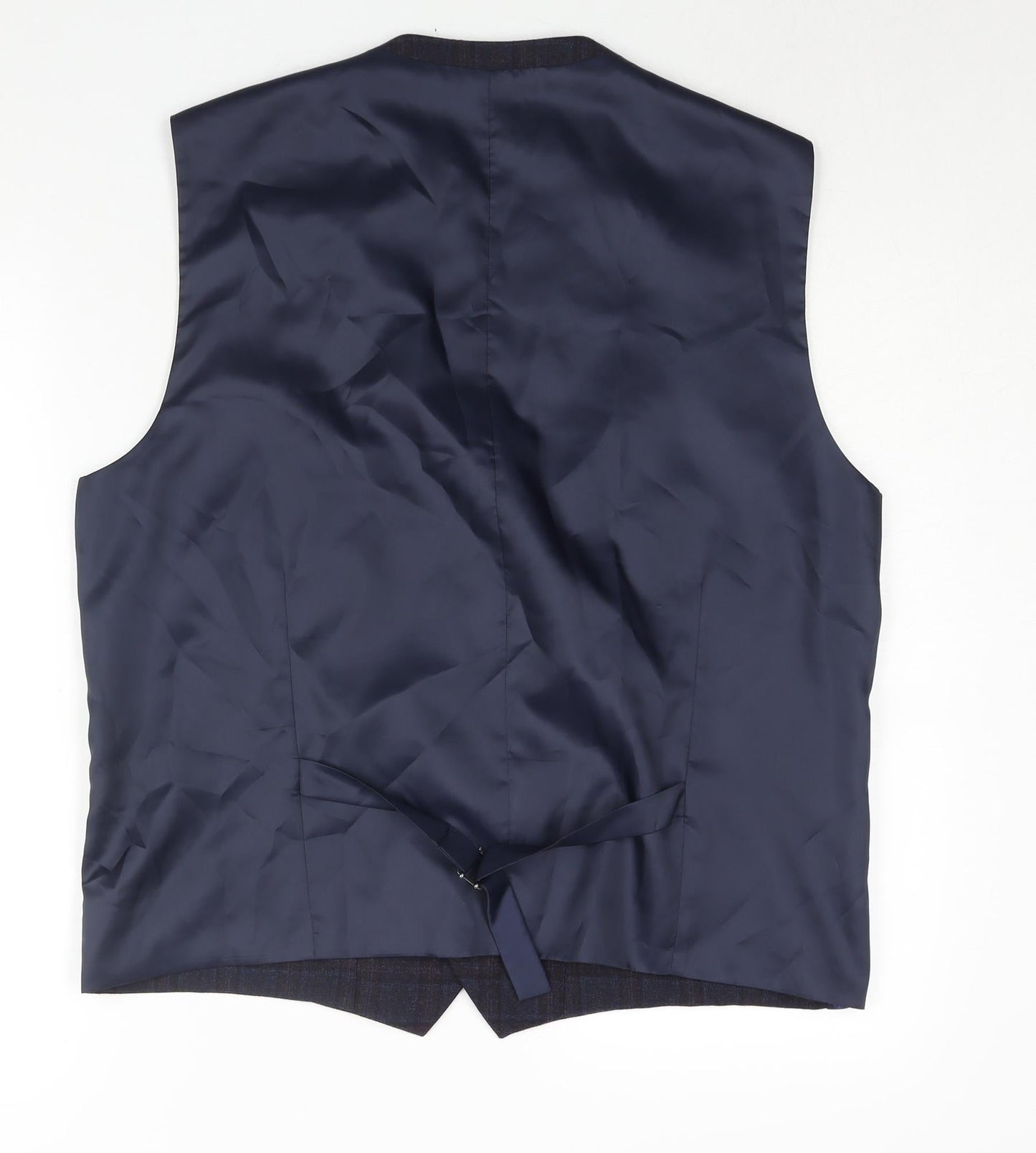 NEXT Mens Blue Check Wool Jacket Suit Waistcoat Size 46 Regular