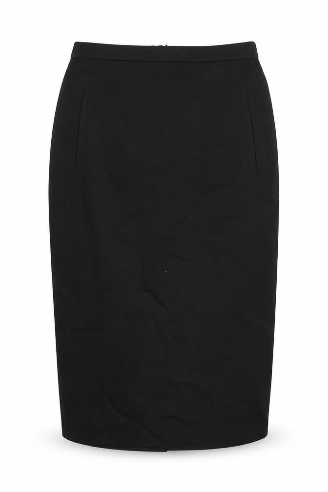 Marks and Spencer Womens Black Cotton Straight & Pencil Skirt Size 8 Zip