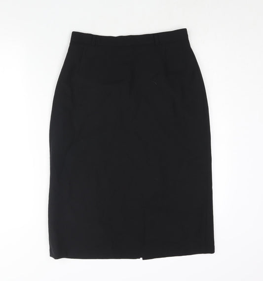 Paul Seperates Womens Black Polyester Straight & Pencil Skirt Size 14 Zip - Button Vent Detail
