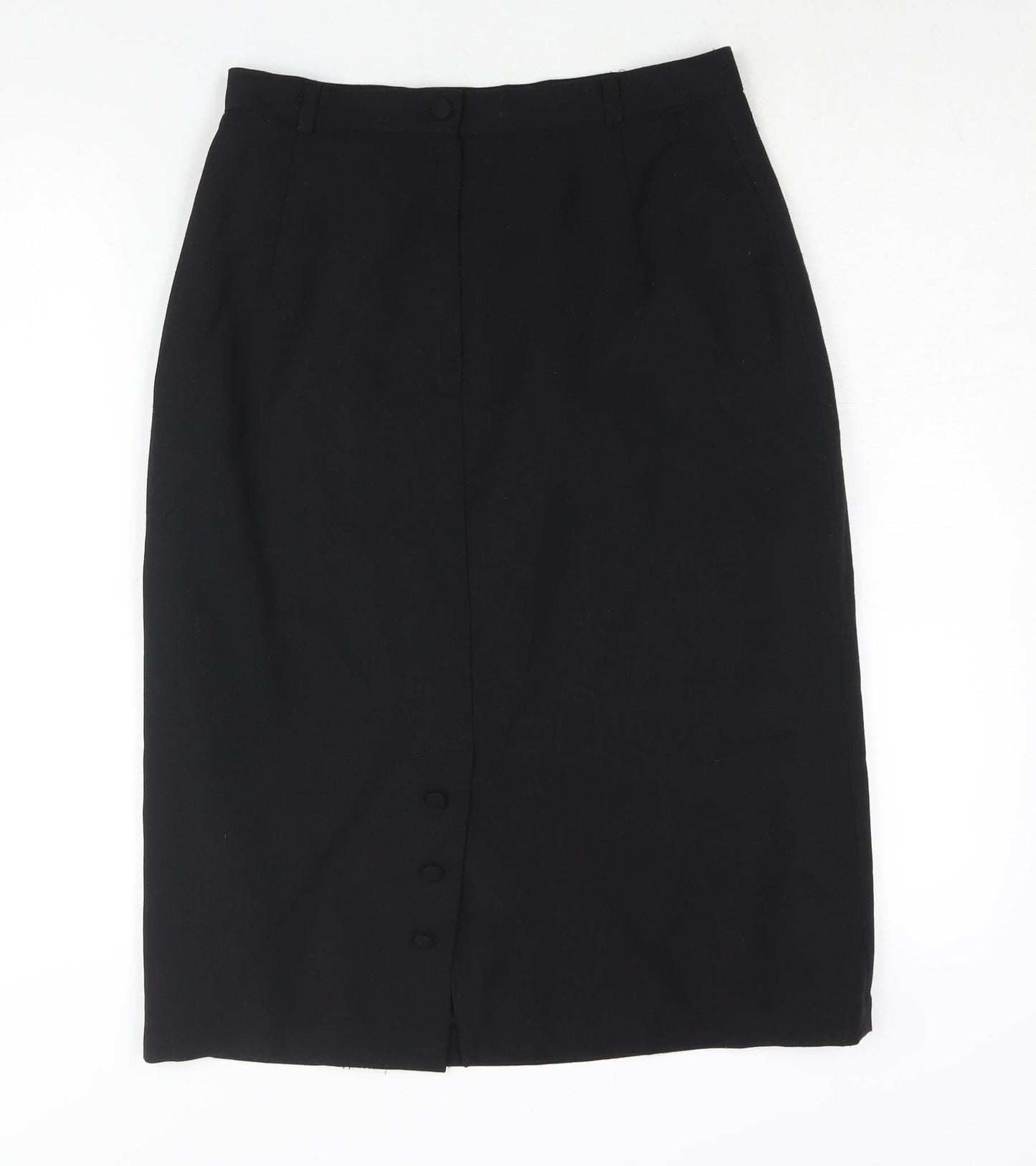 Paul Seperates Womens Black Polyester Straight & Pencil Skirt Size 14 Zip - Button Vent Detail