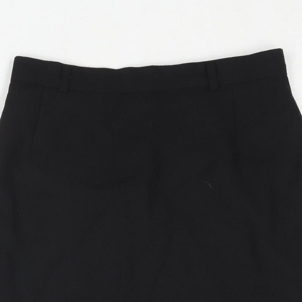 Paul Seperates Womens Black Polyester Straight & Pencil Skirt Size 14 Zip - Button Vent Detail