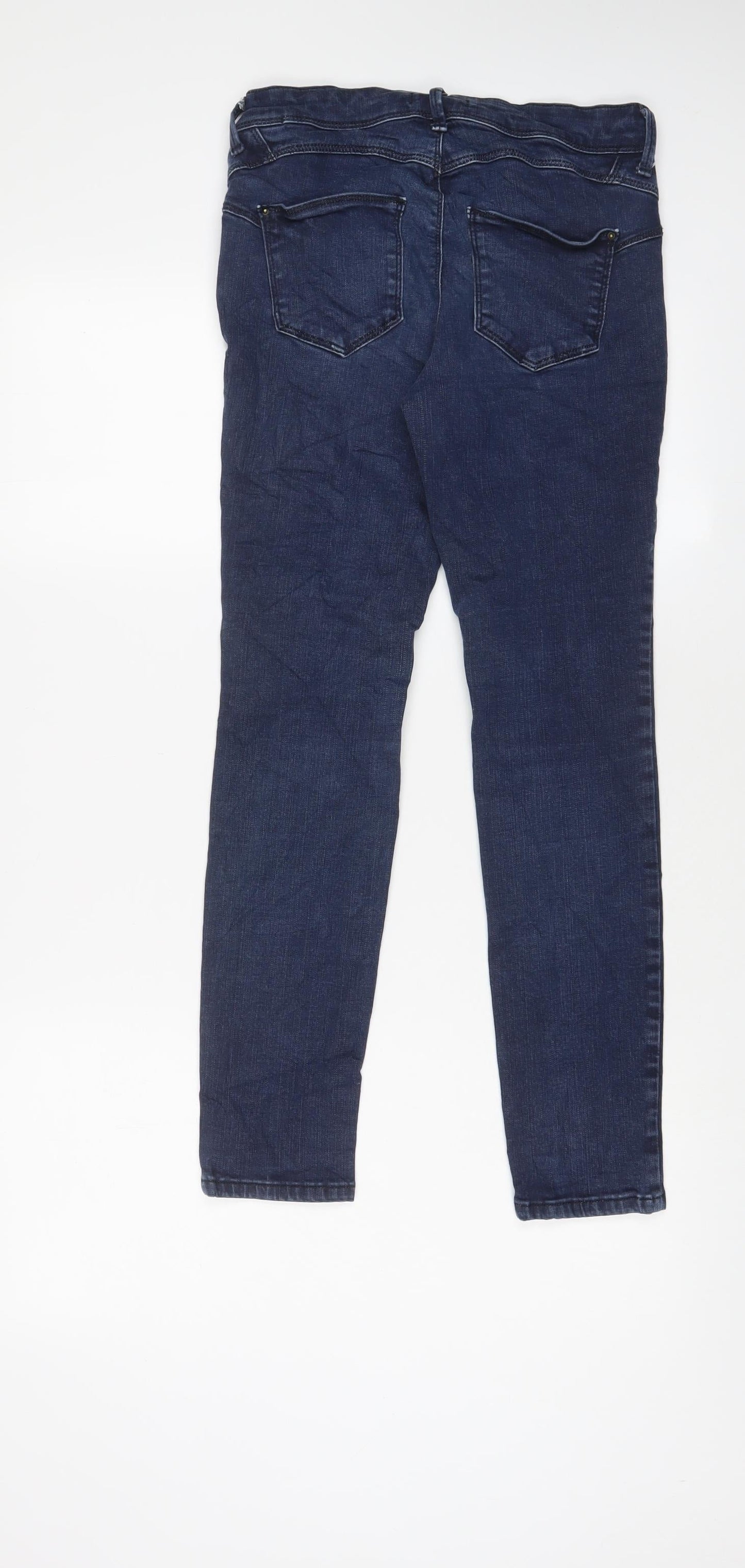 Marks and Spencer Womens Blue Cotton Skinny Jeans Size 10 L28 in Regular Zip