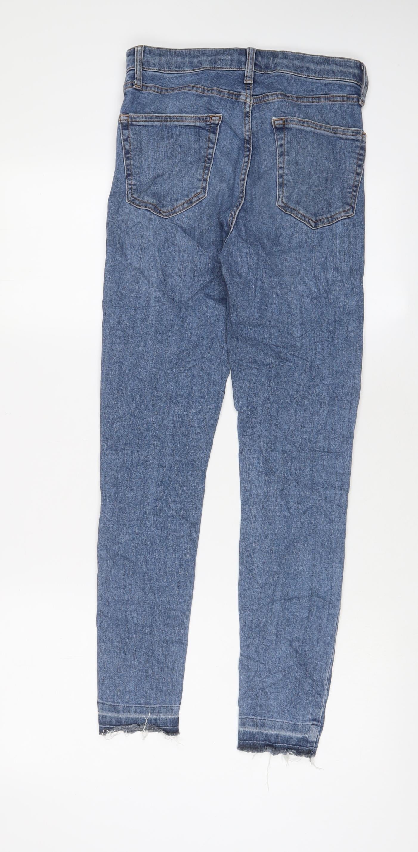 Topshop Womens Blue Cotton Skinny Jeans Size 28 in L32 in Regular Zip
