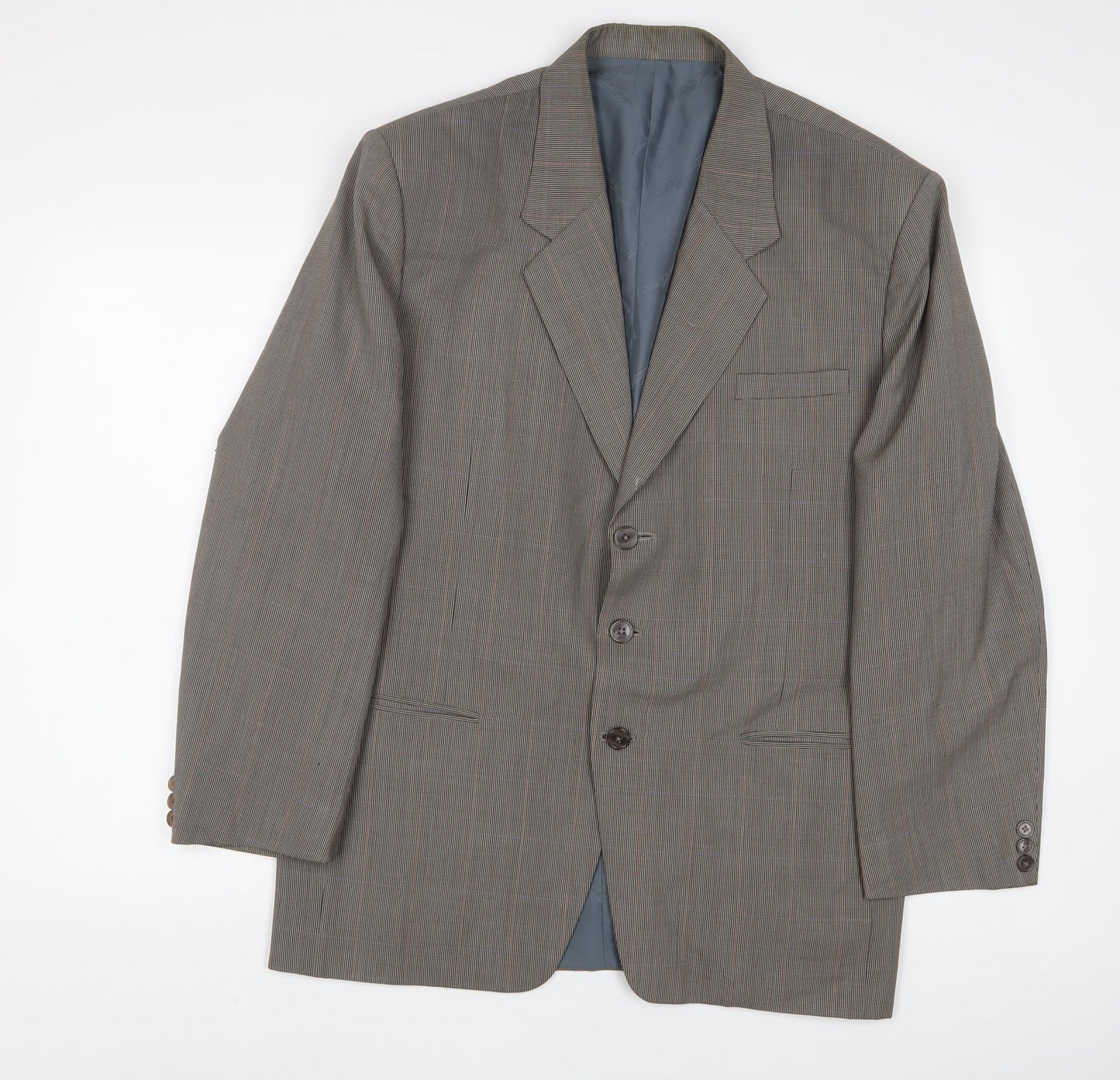 Double Bull Mens Brown Plaid Polyester Jacket Suit Jacket Size 42 Regular