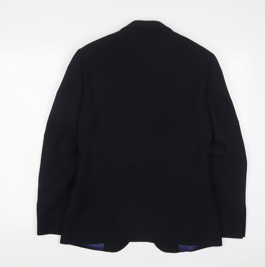 HLA Mens Blue Polyester Jacket Suit Jacket Size 36 Regular